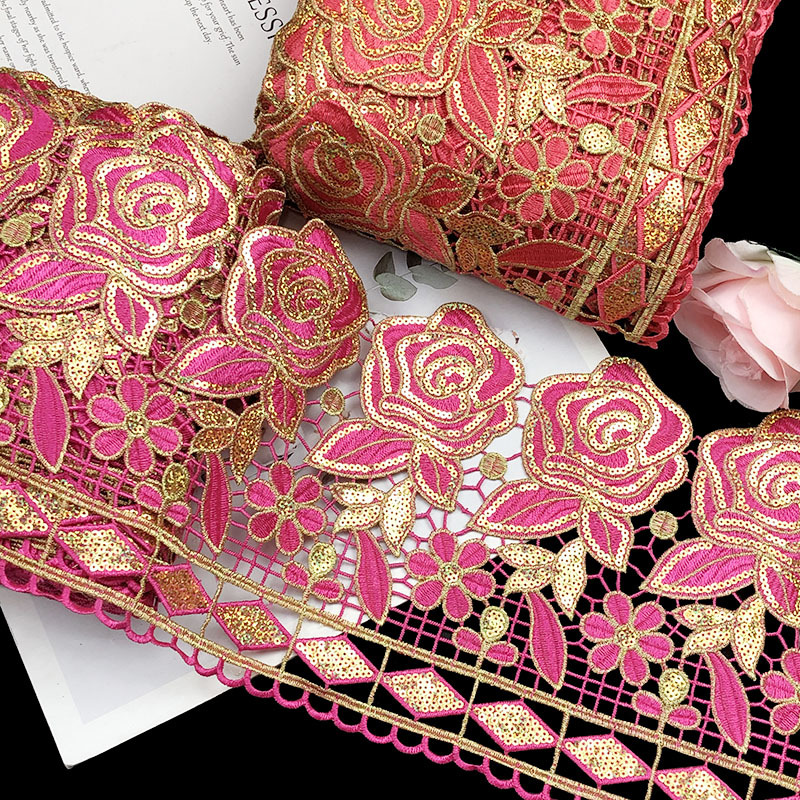 Textile And Sewing Supply - Garniture en dentelle à paillettes brodées