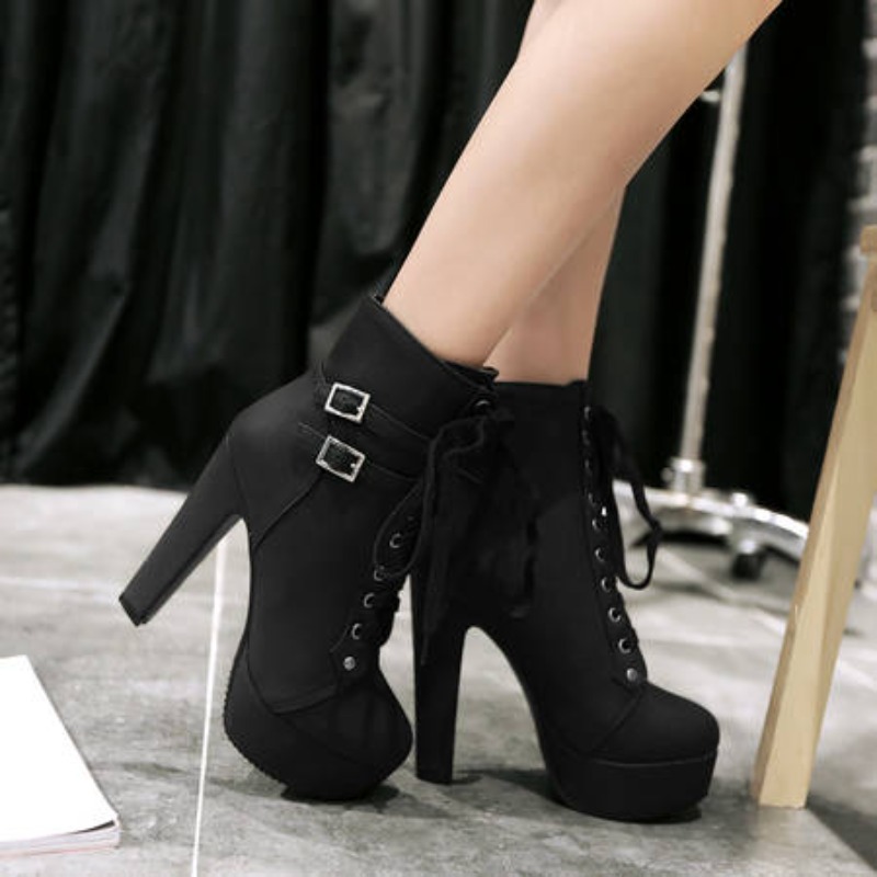 Sewing Fleece - Bottines à plateforme pour femmes, talons