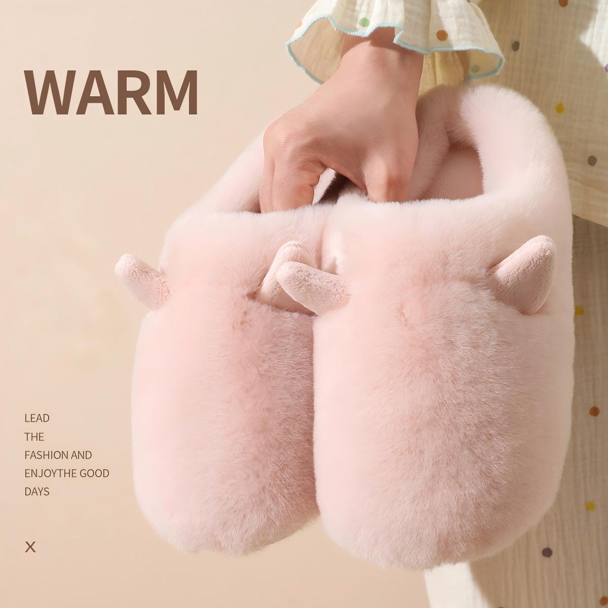 Sewing Cotton - Pantoufles d'intérieur en coton pelucheux haut