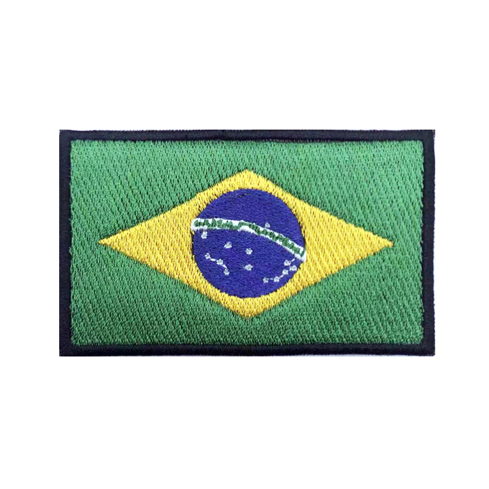 Velcro Sew On - Patch brodé avec drapeau brésilien, Patch