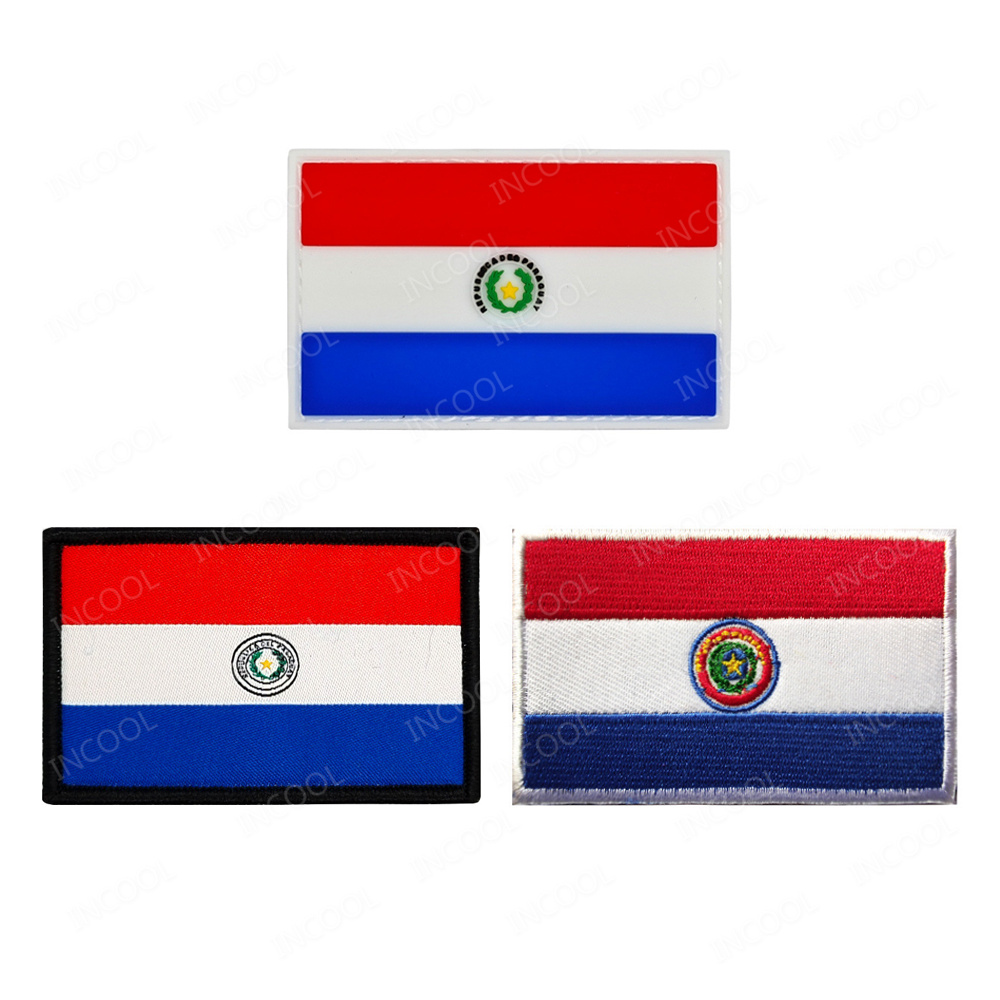 Velcro Sew On - Patch brodé drapeau du Paraguay en