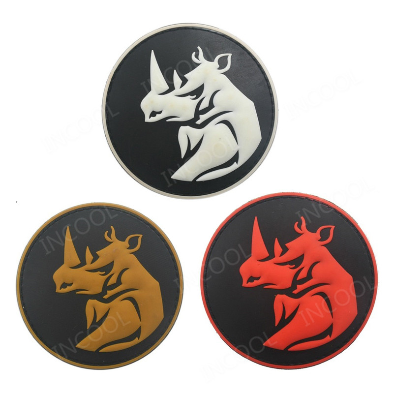 Velcro Sew On - Patch en PVC tête de rhinocéros,
