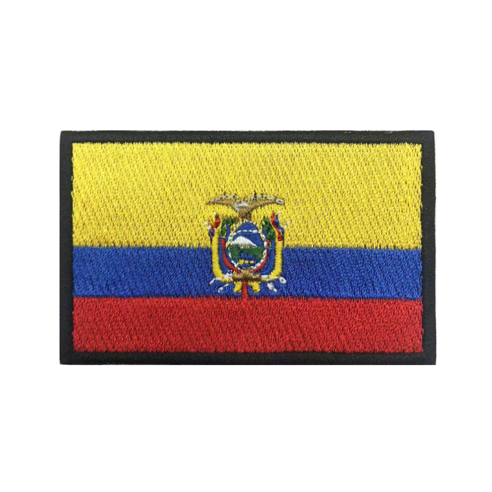 Velcro Sew On - Patch drapeau équatorien Ecuador à rayures,