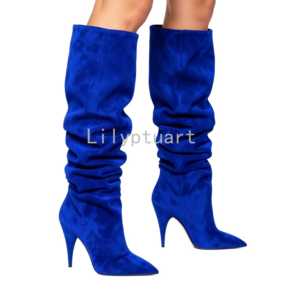 Bottes hautes en daim bleu pou - Sewing Fleece avis et prix