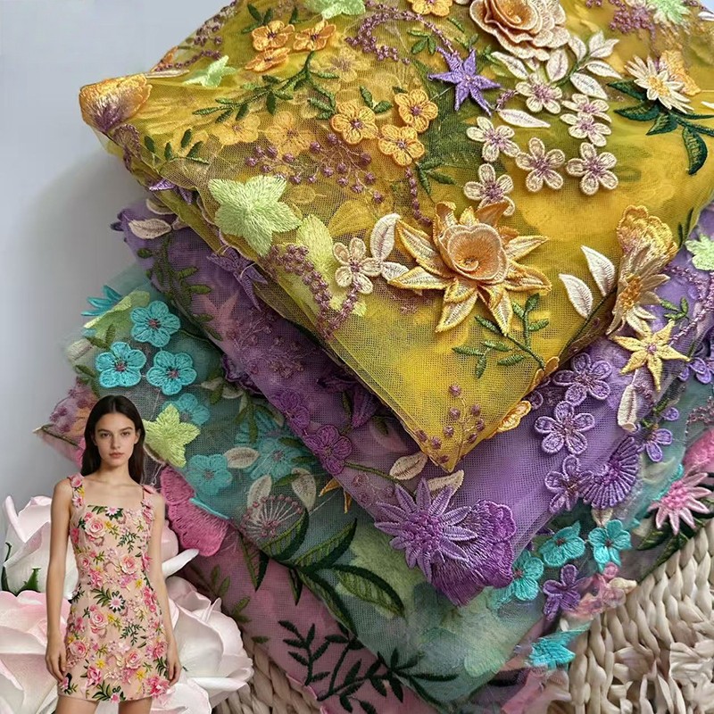 Tissu en tulle brodé floral 3D - Textile And Sewing Supply avis et prix